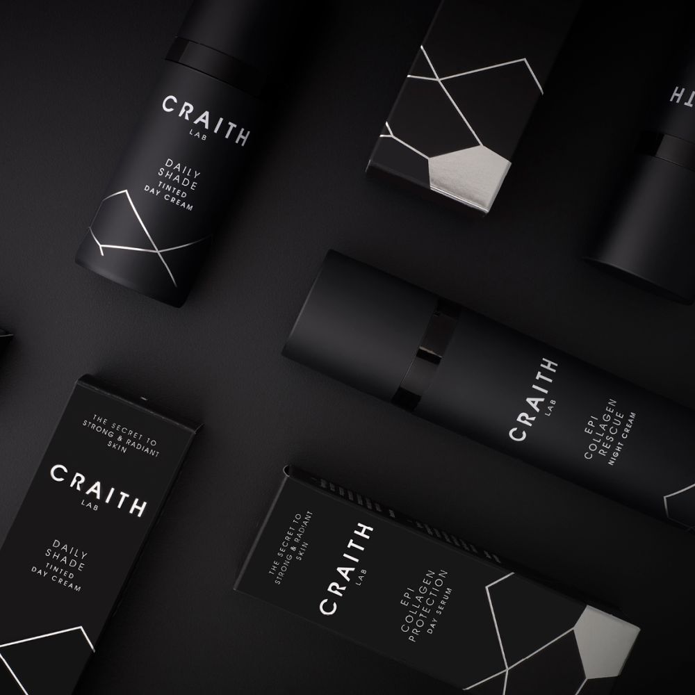 Craith Lab Pflegeprodukte in schwarzen Verpackungen